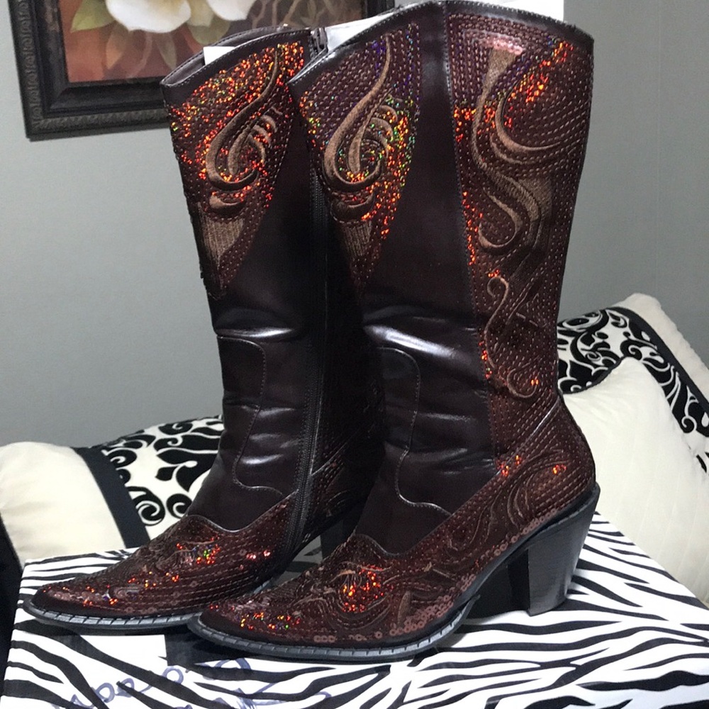 Sequin Sparkle cowboy boots